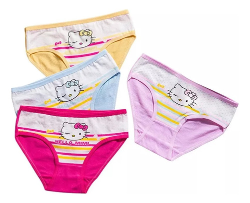 Bragas Hello Kitty Para Niñas, 4 Unidades/lote, 100% Algodón