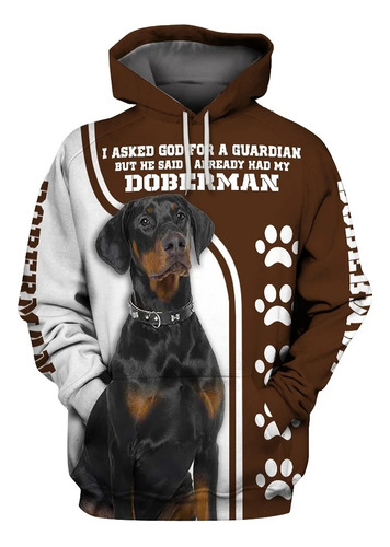 Sudadera Neutral Con Capucha Impresa En 3d Doberman