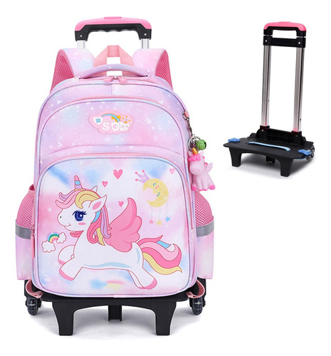 Mochila De Carrito Unicornio Bolsa Primaria Las Ruedas