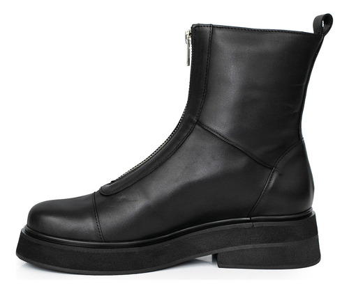 Bota Cuero Mujer Botita Urbana Cierre Botineta Lisa Briganti