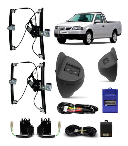 Kit Vidro Eletrico Saveiro G4 2008 2009 Mod Conforto + Trava