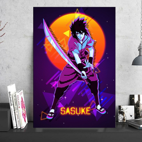 Cuadro Decorativo Sasuke Uchiha Neon Canvas Naruto 30x45cm