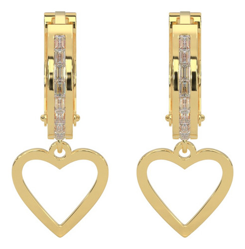 Aretes Huggie Arracada Pendiente Corazón Oro 10k Mujer Italy