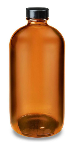 Botellas Boston Cilíndricas De Vidrio Ámbar - 473ml - 12/paq