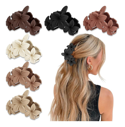 6 Pinzas For El Pelo Con Flores For Mujer, Pinzas For El