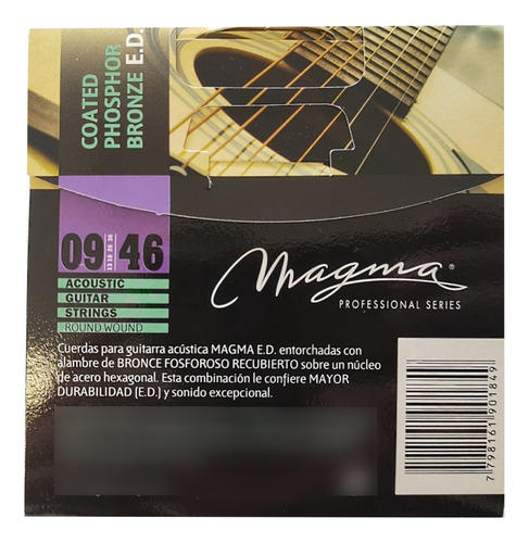 Imagen 2 de 3 de Cuerdas Magma P/guitarra Acústica .009 - Ga110p