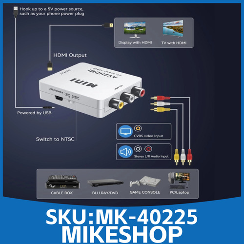 Convertidor Rca A Hdmi Para Wii / Nes / Dvd / Snes- Full Hd Blanco