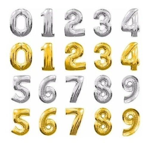 Globos Metalizados 45 Cm - Números O Letras - Cotillón