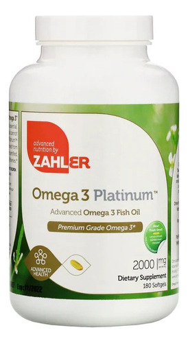 Zahler Omega 3 Platinum 2000mg 180 Softgels Sabor Sin Sabor