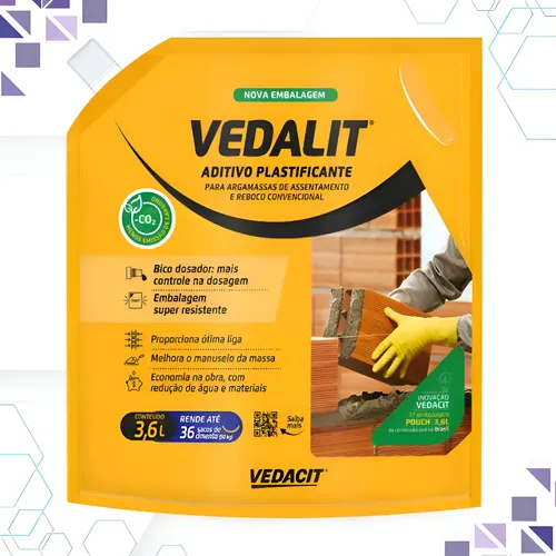 Foto real de Vedalit 36L Galao Reboco Aditivo Plastificante Vedacit