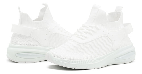 Tenis Para Dama Tipo Calcetin Deportivo Color Blanco