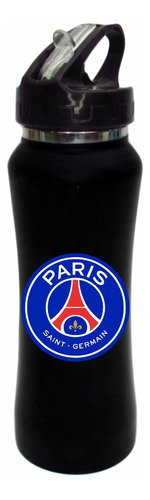 Termo Pitillo Psg Paris Botilito Aluminio Negro 650ml