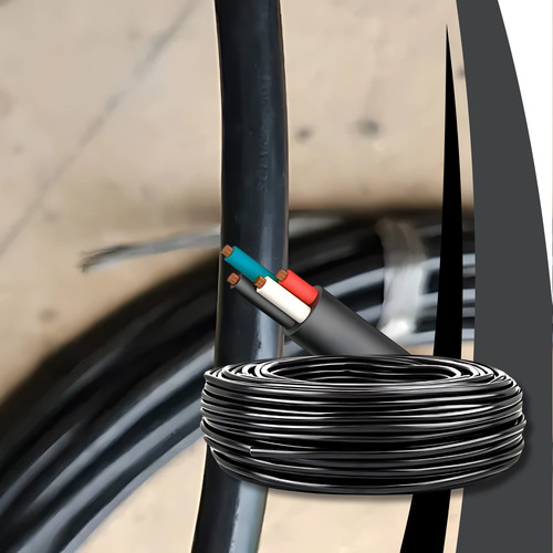 Rolo De Cabo Pp 4x4,0mm 4 Vias Condutor Flexível 100m Cobertura Preto