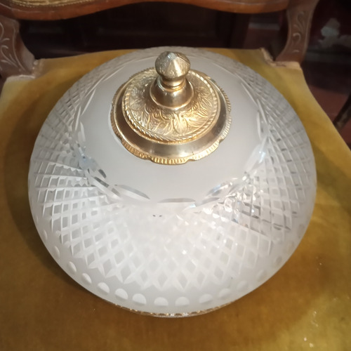 Plafon De Techo Antiguo Lampara Bronce Tallada Grande Dorado (Usado)