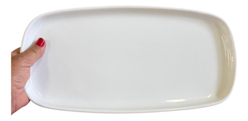 02 Travessa Retangular Rasa P/ Porções Bares Porcelana 34 Cm