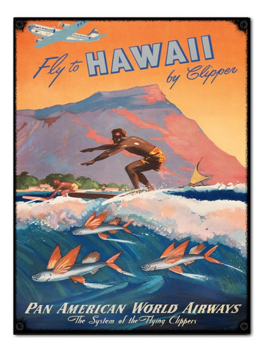 #803 - Cuadro Decorativo Vintage - Hawaii Surf Poster Retro