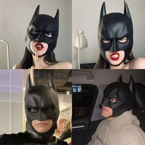 Adecuado Para La Máscara De Látex De Batman De Vacaciones Color Negro