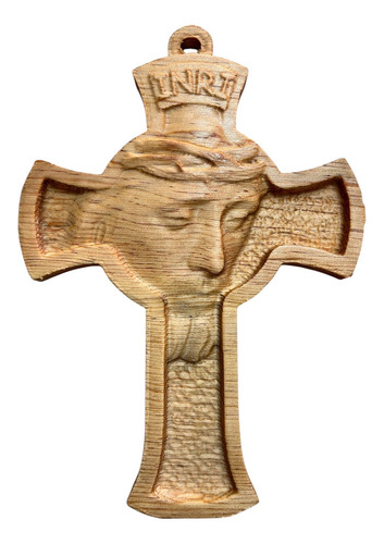 Cruz En Madera De Pino Con Cruzifico Y Silueta Jesucristo