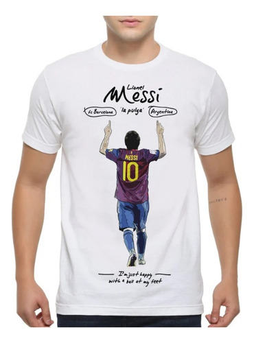 Polera Unisex Messi Lionel Futbol Letras Algodon Estampado