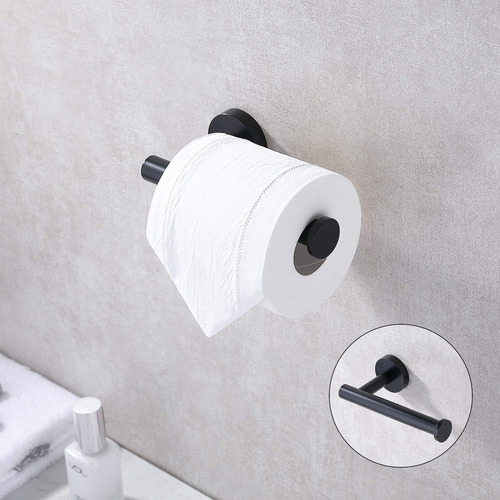 Soporte Para Papel Higiénico Inoxidable Negro Redondo (2 Uni