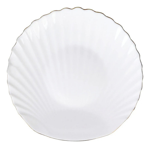 Prato De Sobremesa Branco Concha 20cm Borda Dourada Gold Rim