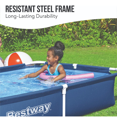Piscina Rectangular Desmontable Para Niños Acero Azul