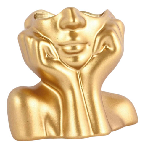 Maceta Con Forma De Cara, Jarrón Dorado De Resina, Bonito