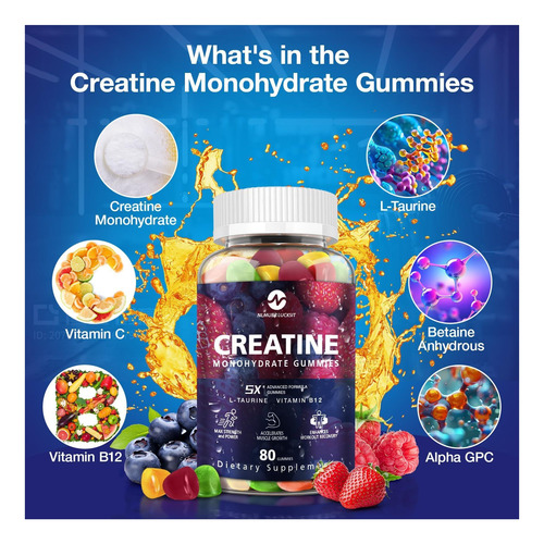 Gomitas De Monohidrato De Creatina 5g, Suplemento De Fuerza
