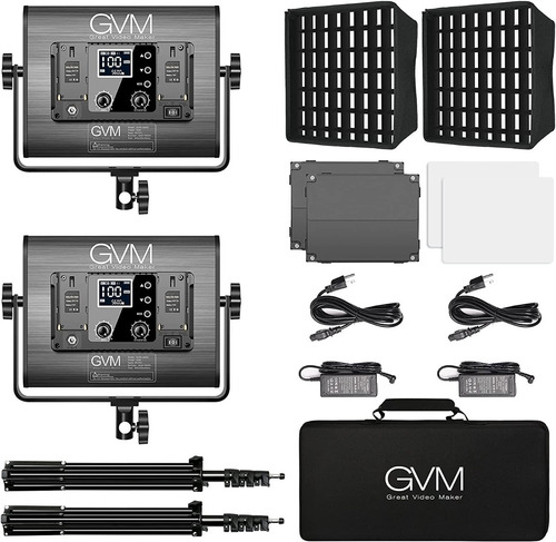 Kit Luces Led Gvm 1000d Rgb Led Pack De 2 App Bluetooth !
