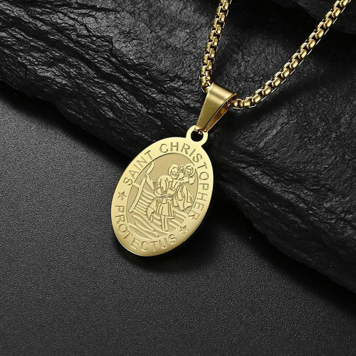 Colar Dourado De São Cristóvão, Pingente, Presente Católico,