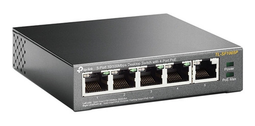 Imagen 2 de 4 de Switch Tplink 5 Puertos A 10/100mbps 4 Ptos Poe Transf Data