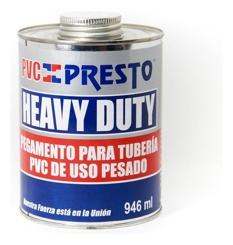 Pegamento Para Tuberia Gris Pvc Heavy Duty Presto Lata 946ml