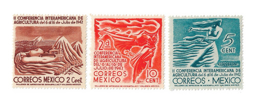 Mexico 1942 Agricultura Conferencia Serie 3v Nueva 567/9   