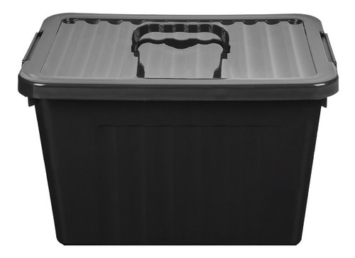 Caja Organizadora Plastica Grande Negra Apilable 38x28x22