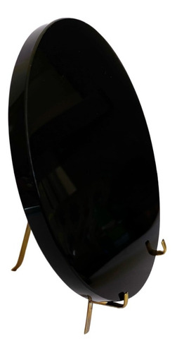 Espejo Obsidiana Negra Liso De 5 Cm Con Base