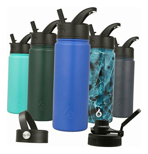 Bjpkpk Insulated Water Bottles With Straw Lid, 22oz Cold & Color Zafiro