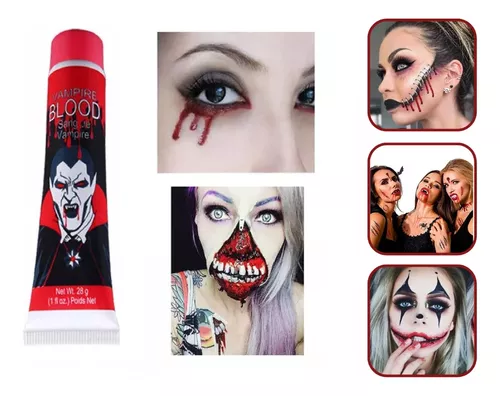 Sangue artificial - Sangue realista para rosto  maquiagem lavável para  fantasia Halloween, zumbi, maquiagem vampiro e vestir Buniq :  : Beleza