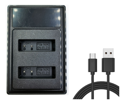 Cargador De Batería Dual Usb En-el23 Lcd Para Coolpix B700 P