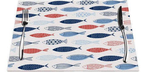 Juego De 4 Manteles Individuales De Peces De Colores, Mantel