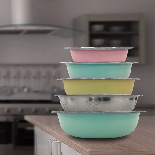 Set X5 Bowls Ensaladeras Escurridor De V