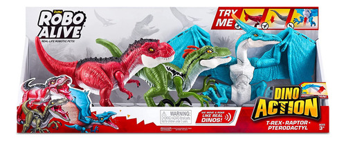 Dinosaurios Robo Alive Mega Pack 3 T-rex, Raptor, Pterodacty Personaje T-Rex, Raptor, Pterodactyl