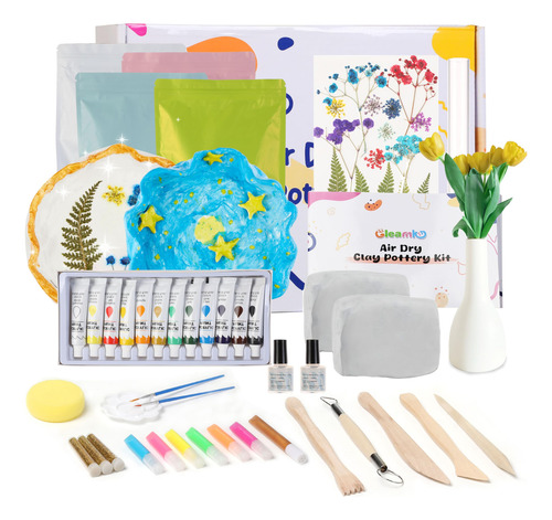 Kit De Arcilla Air Dry Gleamkid Para Adultos Con Herramienta