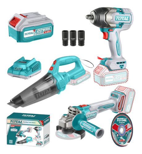 Combo Llave 850nm + Aspiradora + Amoladora 2x5.0ah Industria