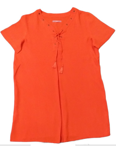 Yagmour Vestido Fibrana Talle 46 L/xl Amplio Naranja