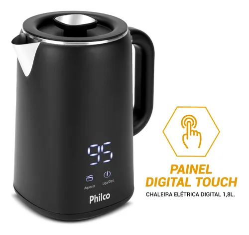 Chaleira Elétrica Pch18b Painel Digital 1,8 Litros Philco Cor Pre...