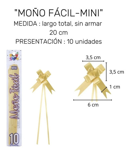 Imagen 3 de 10 de Moño Fácil Mini X 10 Unidades Regalo Adornos Glitter