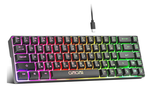 Teclado Mini Rgb 60% Para Juegos, 68 Teclas, Pequeño Y Co