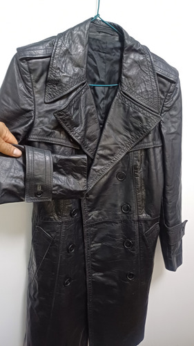 7k Casaca Larga Sobretodo Cuero Natural Talla S Vintage (Usado)
