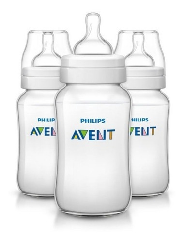 Biberones Philips Avent Anti-colic 3 Pzas De 11 Oz Color TRANSPARENTES anticolico