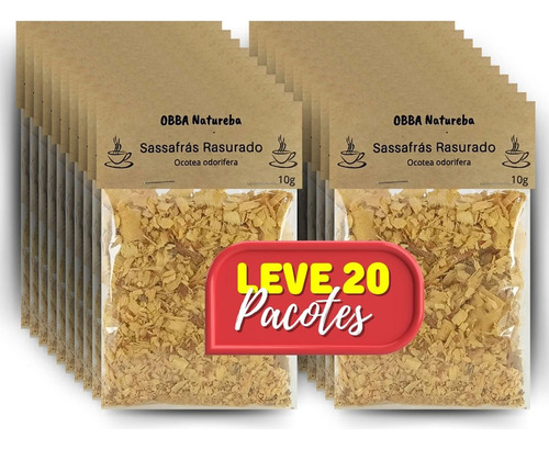 20 Pacotes Chá De Sassafrás Rasurado-autêntico Natural P Chá